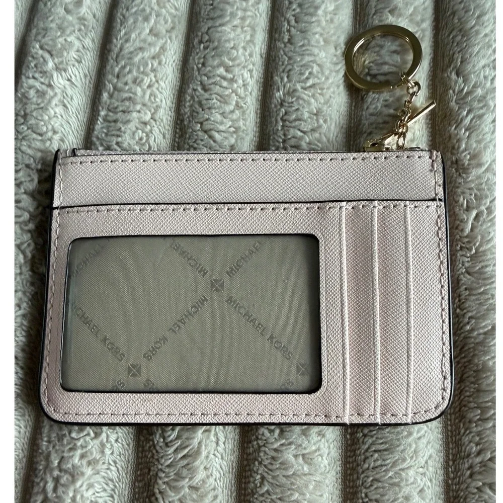 Michael Kors Pink Jet Set Travel Small Top Zip Coin Pouch with ID Holder.